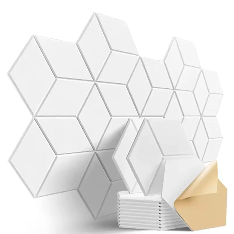 Pack de 12 Panneaux Acoustiques Hexagonaux – Design Y-Lined & Auto-adhésifs