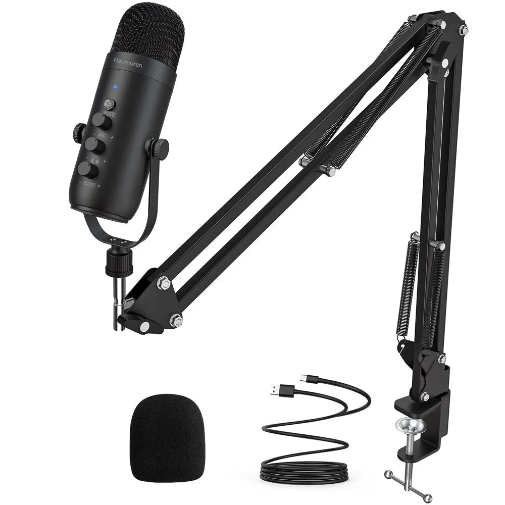 Kit Microphone Podcast Professionnel – Pack Complet avec Bras Articulé