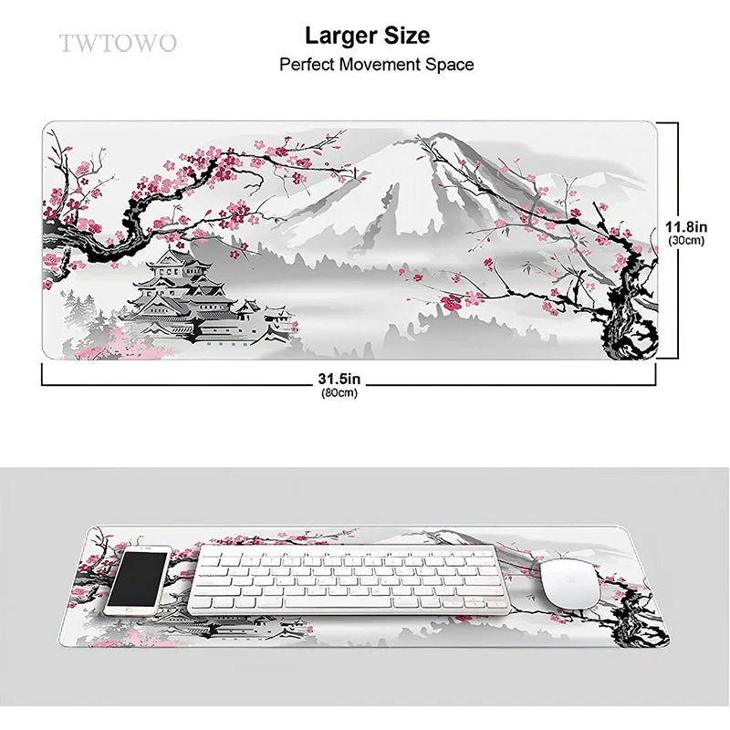 Tapis de Souris XXL Sakura – Design Japonais HD & Confort Gaming