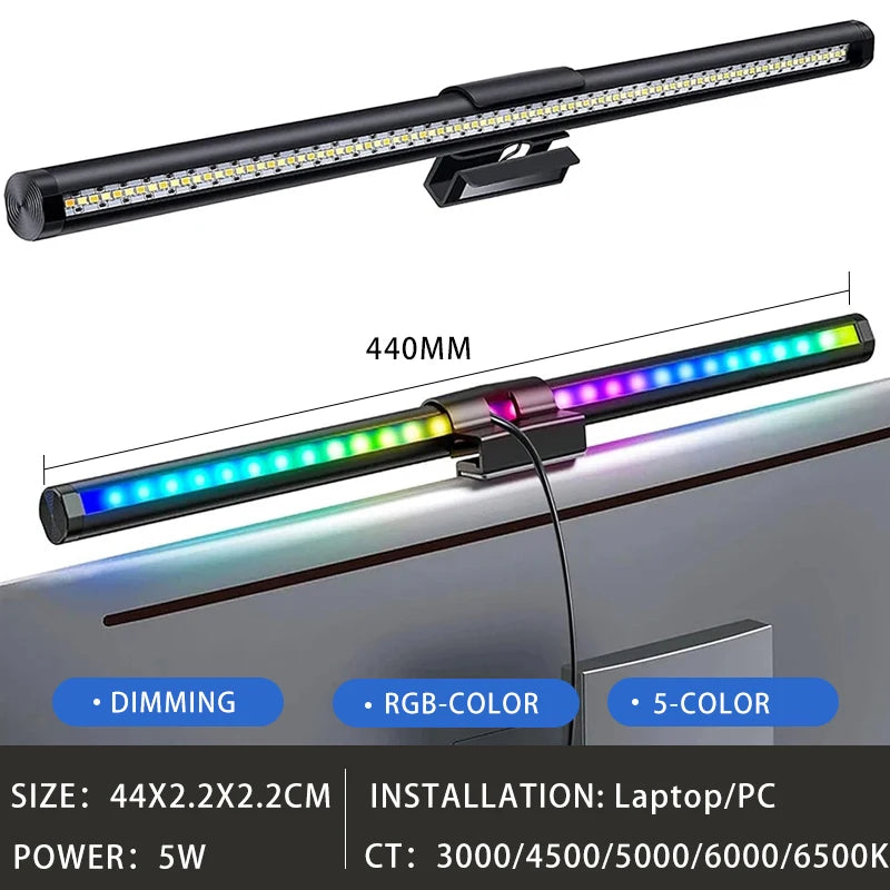 Barre Lumineuse Écran LED – Éclairage RGB, Intensité Variable & Anti-Fatigue