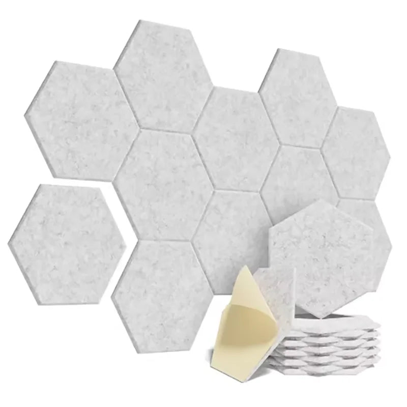 Pack de 12 Panneaux Acoustiques Hexagonaux – Design Y-Lined & Auto-adhésifs