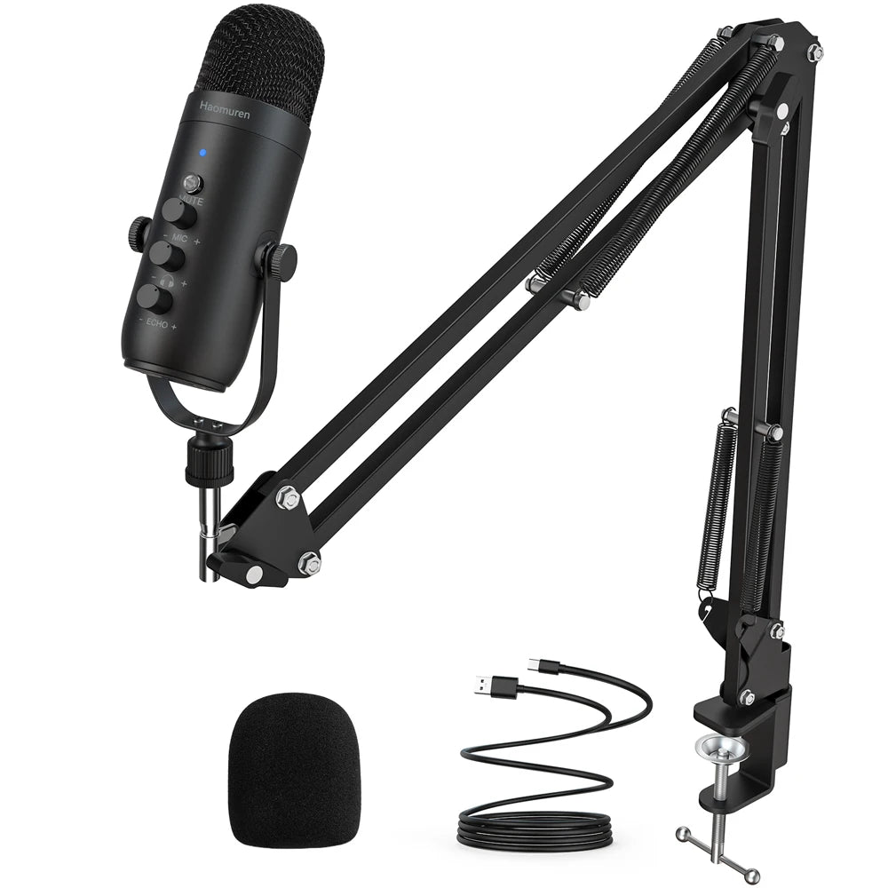 Kit Microphone Podcast Professionnel – Pack Complet avec Bras Articulé