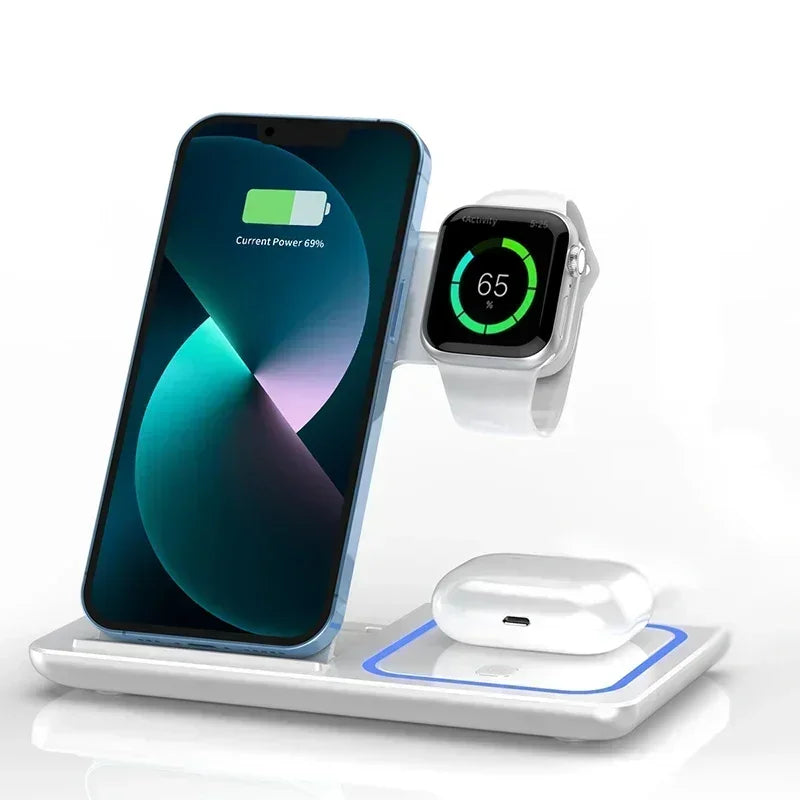 Chargeur de Voyage 3-en-1 Pliable – Station Rapide pour iPhone, Apple Watch & AirPods