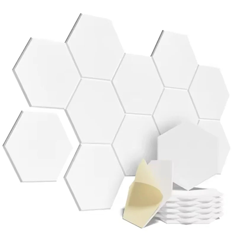 Pack de 12 Panneaux Acoustiques Hexagonaux – Design Y-Lined & Auto-adhésifs