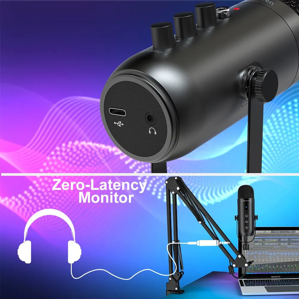 Kit Microphone Podcast Professionnel – Pack Complet avec Bras Articulé
