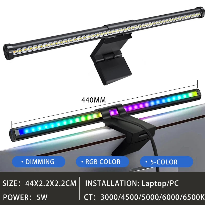 Barre Lumineuse Écran LED – Éclairage RGB, Intensité Variable & Anti-Fatigue