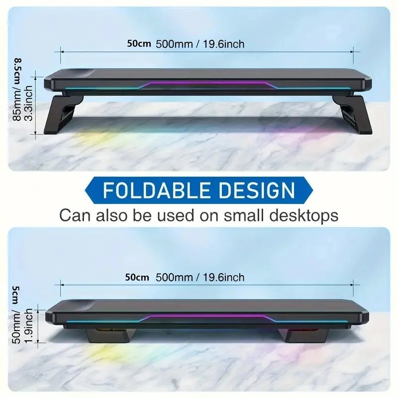 Support de Moniteur ITLY RGB – Hub 3 Ports USB & Organisateur de Bureau