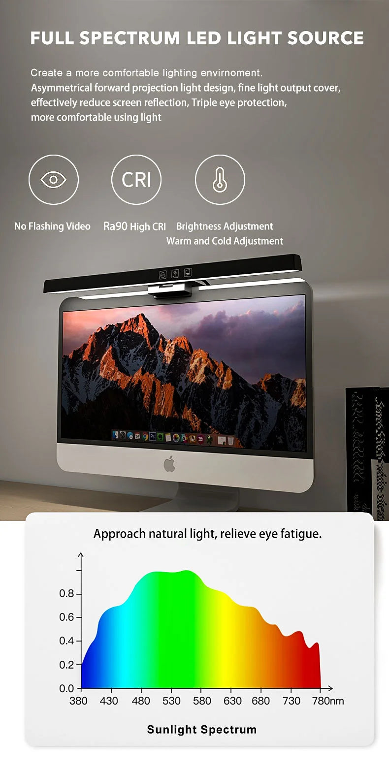 Barre Lumineuse Écran LED – Éclairage RGB, Intensité Variable & Anti-Fatigue