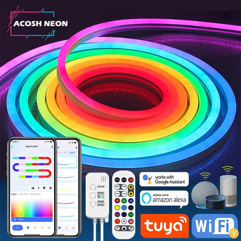 Néon LED Flexible TUYA RGBIC – Dreamcolor, Musique Sync & Contrôle Intelligent