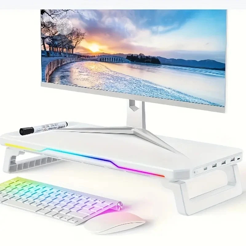 Support de Moniteur ITLY RGB – Hub 3 Ports USB & Organisateur de Bureau